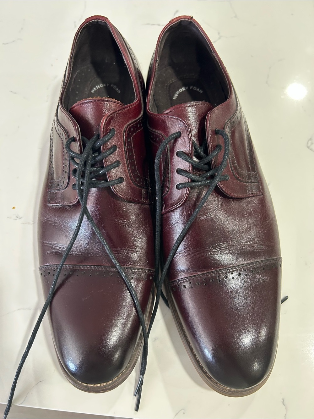 Adams Burgundy Leather Cap-Toe Oxfords